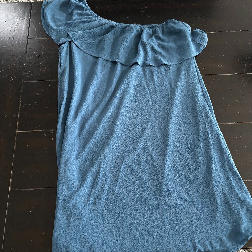 NORDSTROM RACK BOBEAU BLUE DRESS KNEE OFF THE SHOULDER NEW TAGS ATTACHED SIZE L